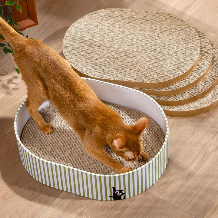 Conlun Kratzbrett Katze, Kratzbox mit 4 Katzen Kratzpappe,Wendbare Katzenkratzbretter aus Robustem W