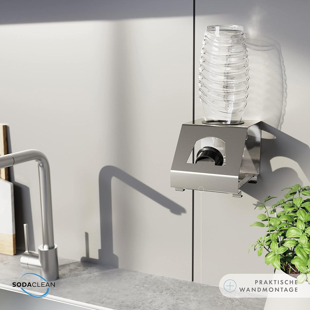 SODACLEAN® Premium Flaschenhalter mit Abtropfwanne - für SodaStream Duo Crystal Flaschen | aus hochw