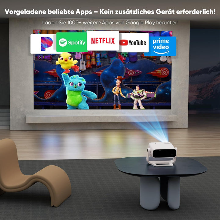 Wielio 2025 Neuer Upgraded Full HD 1080P Beamer, 20000 Lumens, 4K Unterstützung, Android 11, WiFi 6＆
