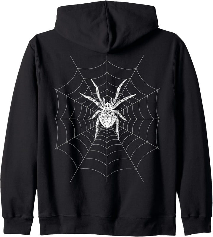 Grosse Spinne auf Spinnennetz Vintage Retro Kapuzenjacke