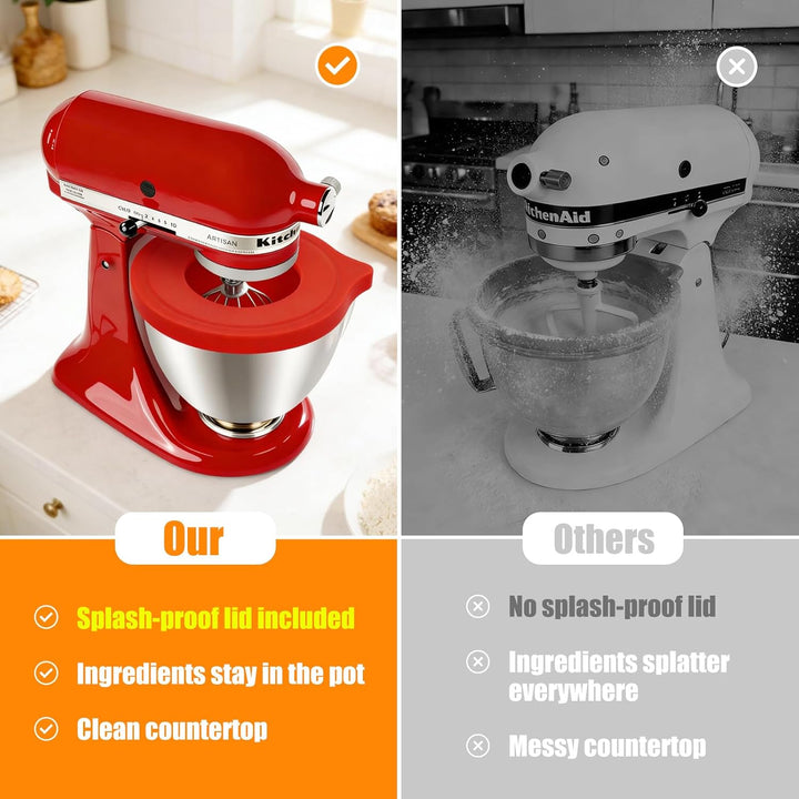 Silikon-Einlagen, kompatibel mit Kitchen Aid 4,5-5-Quart-Mixer mit kippbarem Kopf, 2 Einlagen mit De