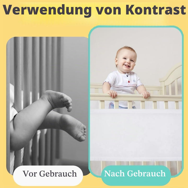 Bettumrandung Babybett,Bettumrandung Nestchen,Verstellbarer Baby Netzbettgitter,Babybett LeitplankeK