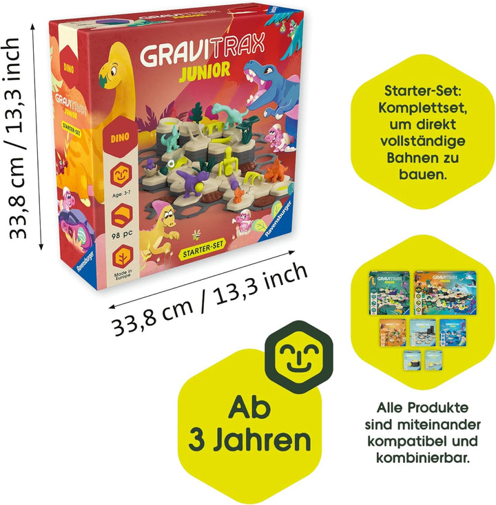 Ravensburger GraviTrax Junior Starter-Set L Dino 24586 - Kugelbahn ab 3 Jahre - Murmelbahn und Konst