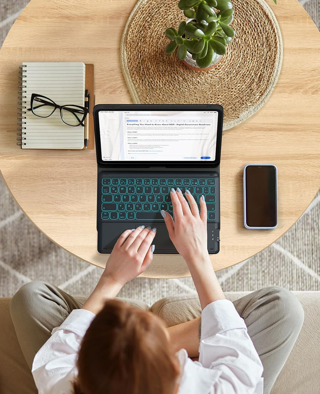 Earto Nur für iPad Pro 2024 Hülle mit Tastatur 11 Zoll, Multi Touch Trackpad, 19 mm Breites Tastenka
