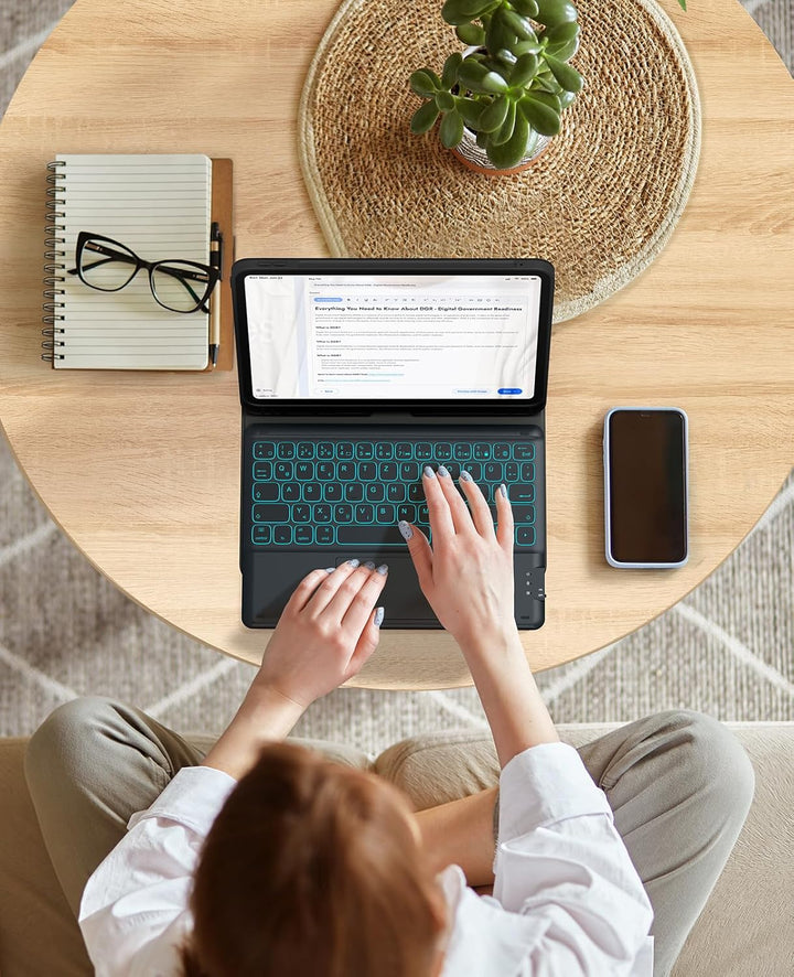 Earto Nur für iPad Pro 2024 Hülle mit Tastatur 11 Zoll, Multi Touch Trackpad, 19 mm Breites Tastenka