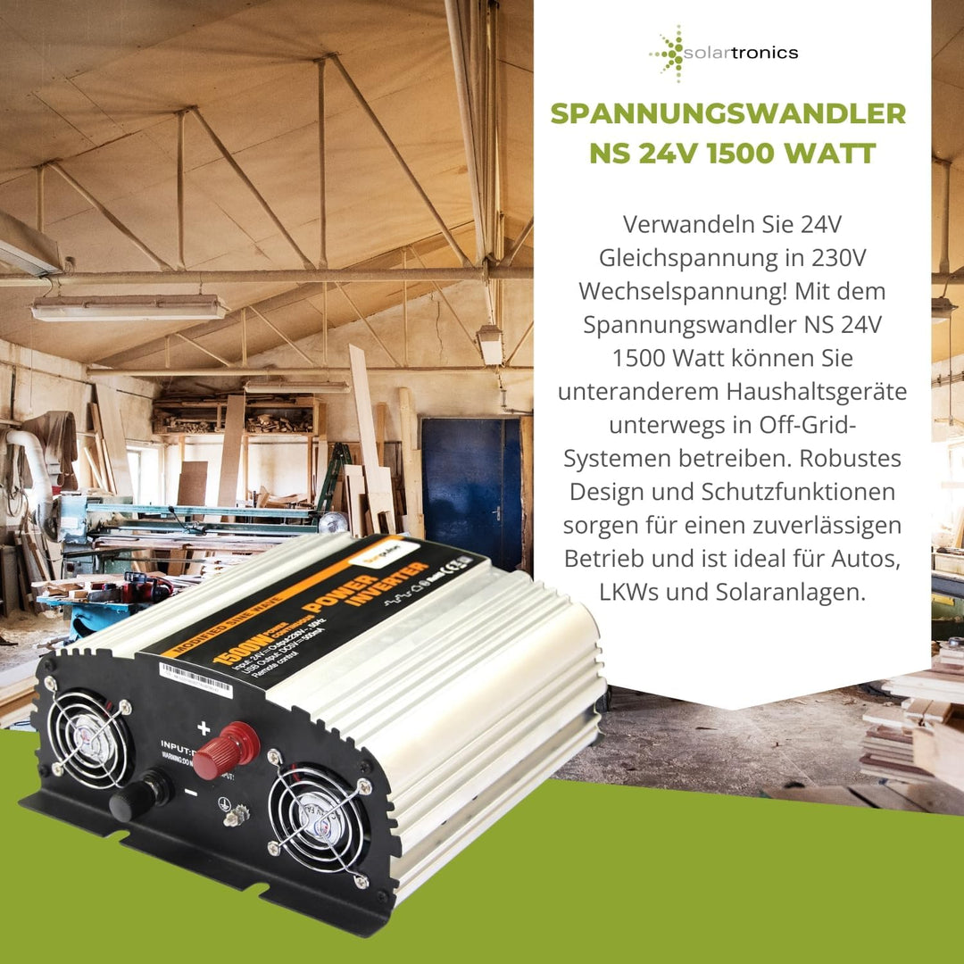 Spannungswandler NS 24V 1500 Watt Inverter Wechselrichter