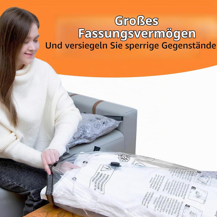Vakuumbeutel mit kabelloser Pumpe - 12 Stück Set (4x40x50cm,4x50x70cm,4x60x80cm) wiederverwendbare V