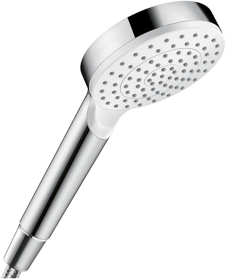 hansgrohe wassersparender Duschkopf Crometta, Sparduschkopf 6l/min, Duschbrause, Weiss/Chrom & Braus