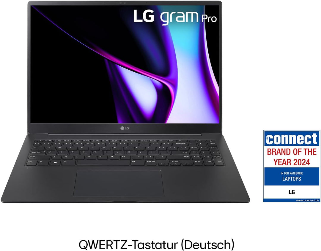 2024 LG gram Pro 16 Zoll Notebook - 1199g Intel Core Ultra7 Laptop (16GB RAM, 1TB Dual SSD, 24,5h Ak