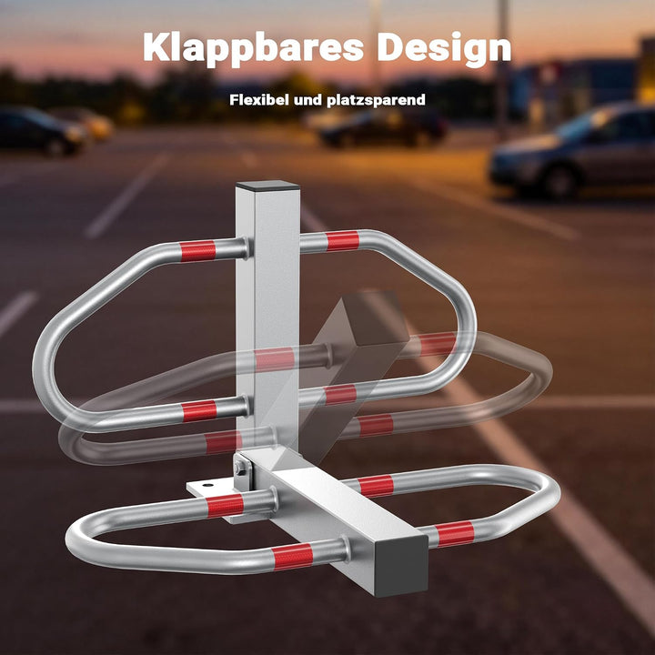 XPOtool Parkplatzsperre klappbar Parkplatzbügel inkl. 3 Schlüssel Sperrbügel aus Stahl Parkpfosten