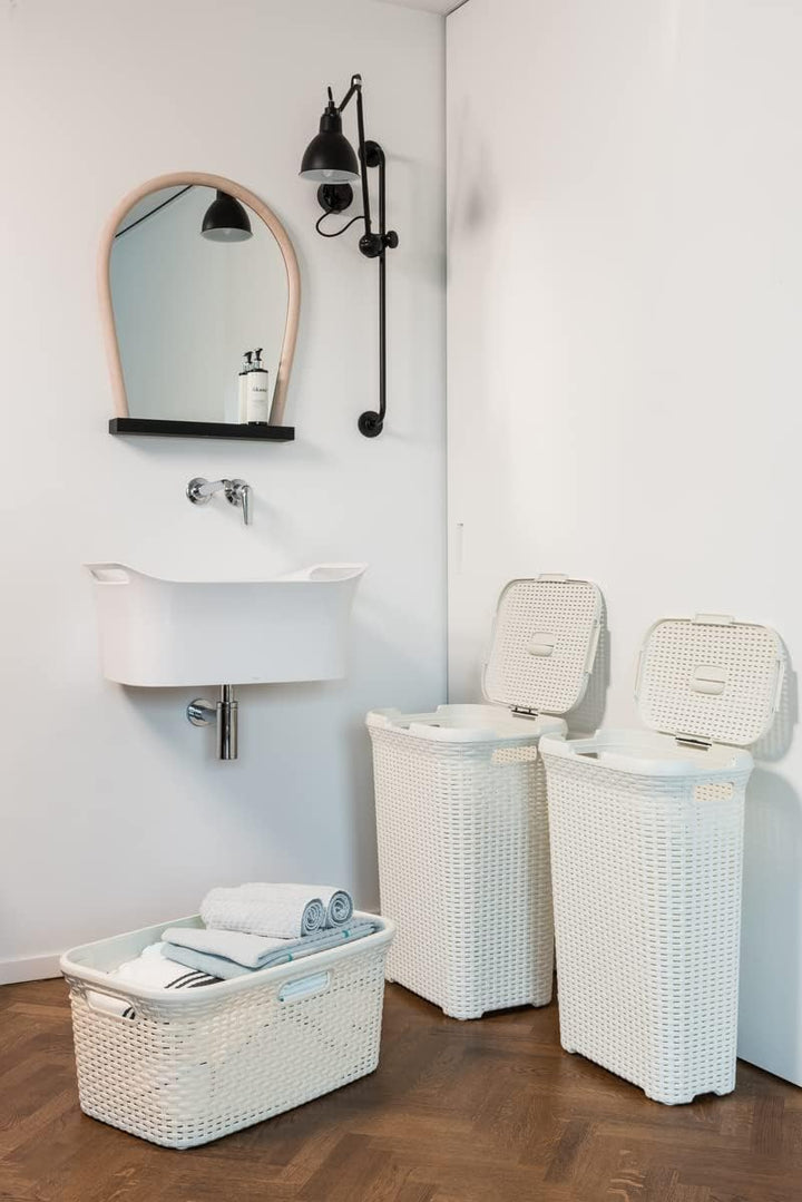 CURVER Style 60L Wäschebox, Plastik, Creme, 44.8 x 34.1 x 61.5 cm Einzelbett 44.8 x 34.1 x 61.5 cm,