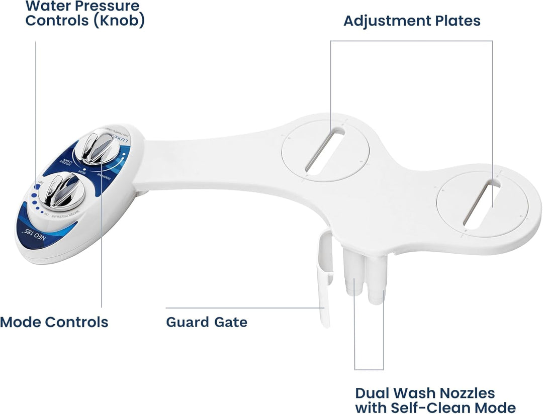 Luxe Bidet Neo 185 – Selbstreinigende Dual Düse – Frische, Wasser ohne Elektrik Mechanische Bidet WC