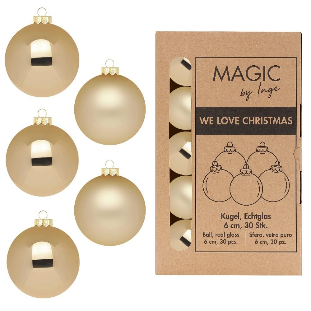 Kugel Brokatgold - WE Love Christmas - Magic by Inge - 30 Stück / 6cm, Brokatgold