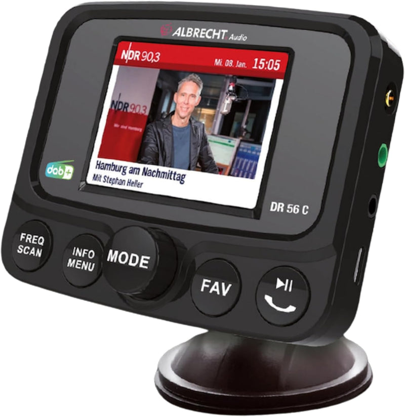 Albrecht DR56 C Digitalradio-Tuner mit Farbdisplay, 27156, zum Aufrüsten für Autoradios, FM-Transmit