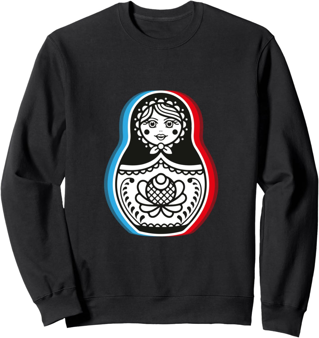Witchy Glitch Babushka Matroschka Puppe Gzhel Stil Kunst Sweatshirt