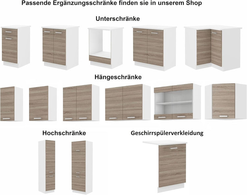 Kuechen-preisbombe Küchen Glashängeschrank 80 cm für das Modell,Dave 240 Eiche Sonoma Trüffel&