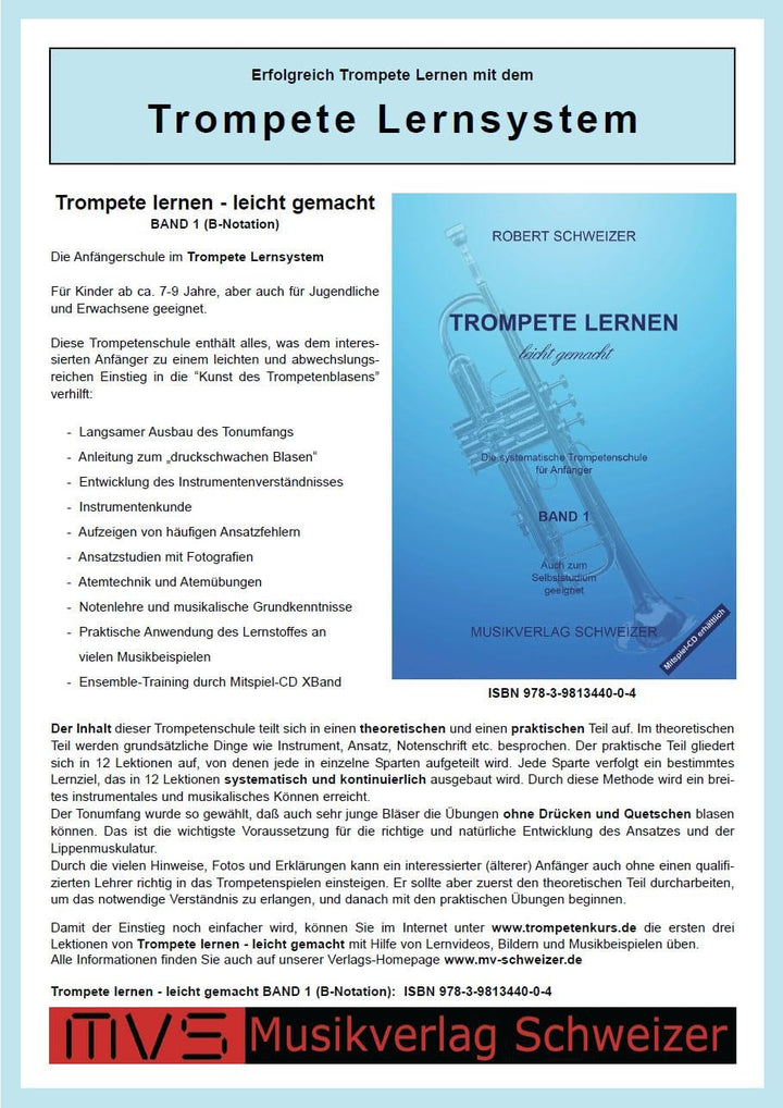Robert Schweizer Musikverlag Trompete lernen leicht gemacht - Robert Schweizer