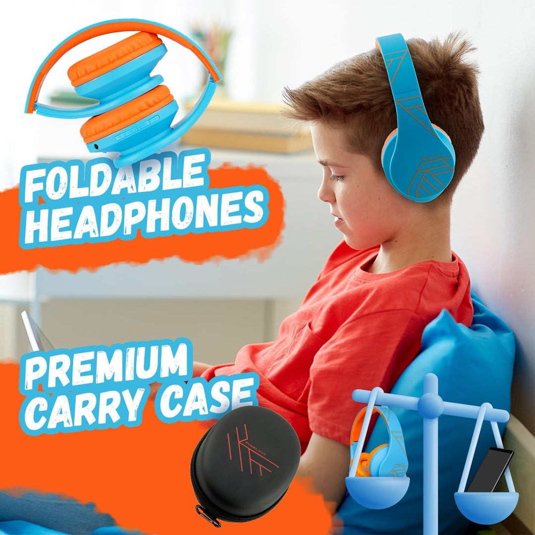 Kinder Kopfhörer, PowerLocus KinderKopfhörer Bluetooth mit 85dB Lautstärkebegrenzung, Faltbar mit Tr