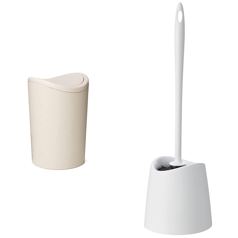 TATAY Badezimmer Mülleimer und Toilettenbürste | Ecohome Badezimmer Mülleimer mit Schwingdeckel | 6L