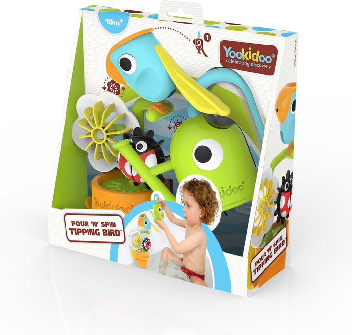 Yookidoo Pour N Spin Tipping Bird Badespielzeug für Kleinkinder, lustiges und lehrreiches Wasserspie