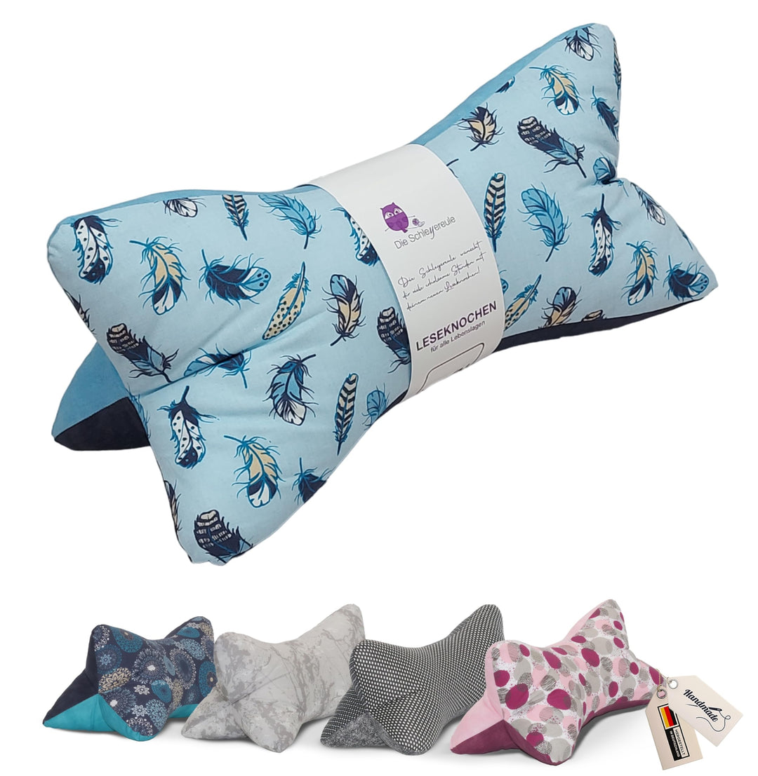 Leseknochen Nackenkissen Handmade in Deutschland, ergonomisch und waschbar, als Nackenrolle, Lesekis