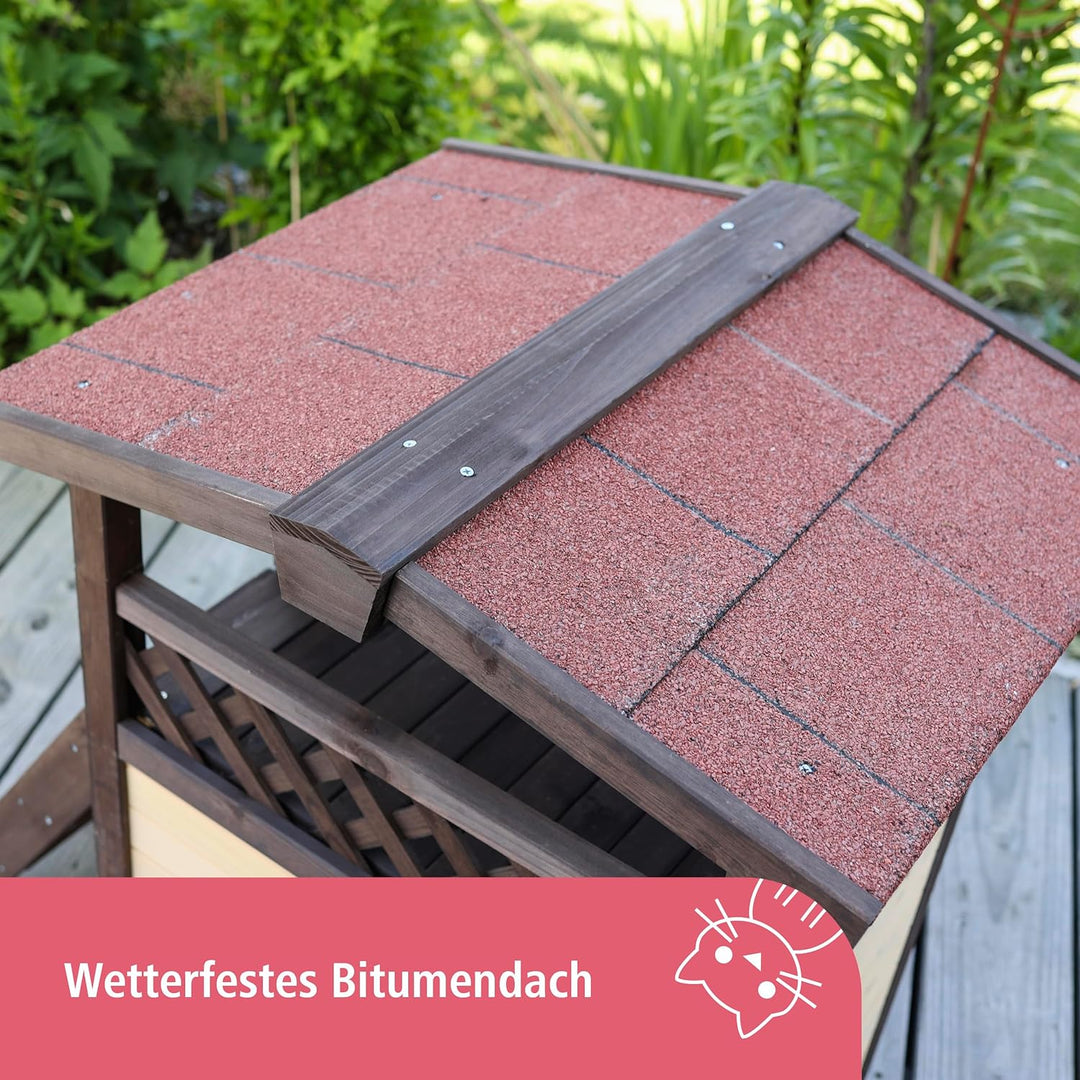 Kerbl Pet Katzenhaus 4-Seasons Deluxe mit Aussichtsplattform, für Sommer und Winter, wärmeisoliert,