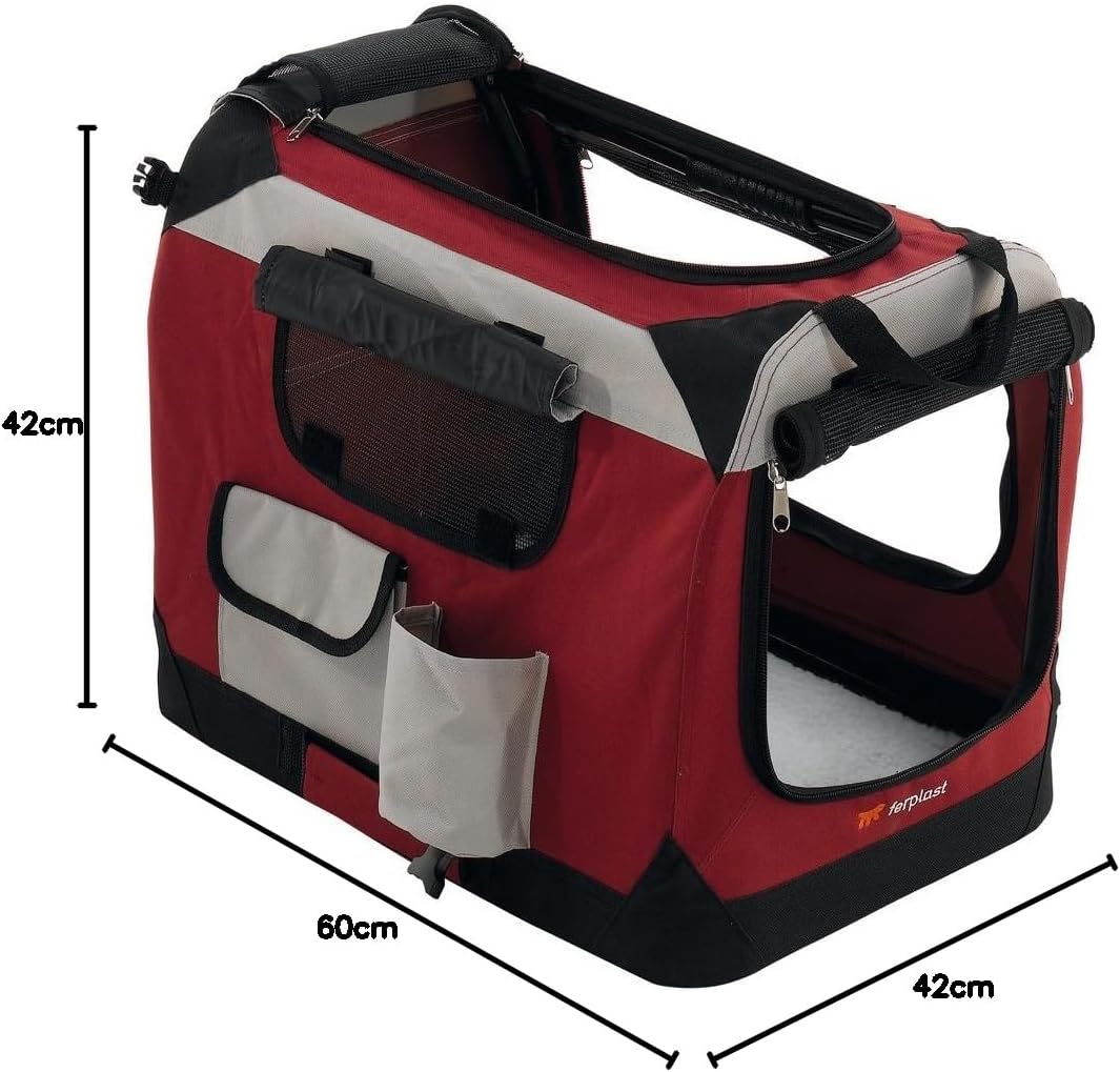 Ferplast Hunde Transportbox, faltbare Hundehütte, wasserabweisend, tragbar, transportabel, Metallrah