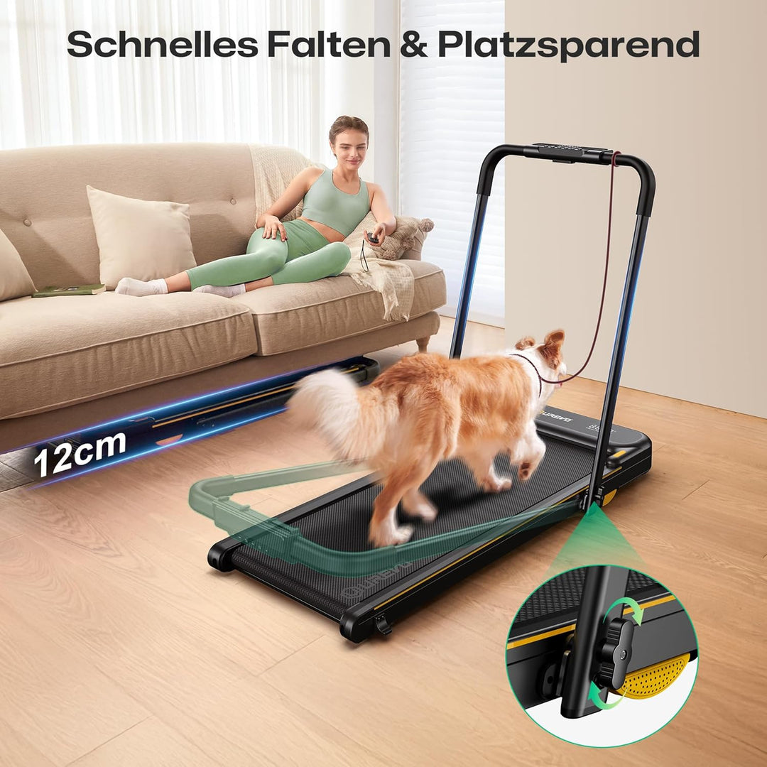 UREVO 2 in 1 Laufband für zuhause mit SmartCoach App, Walking pad mit doppelter Stossdämpfung, Laufb