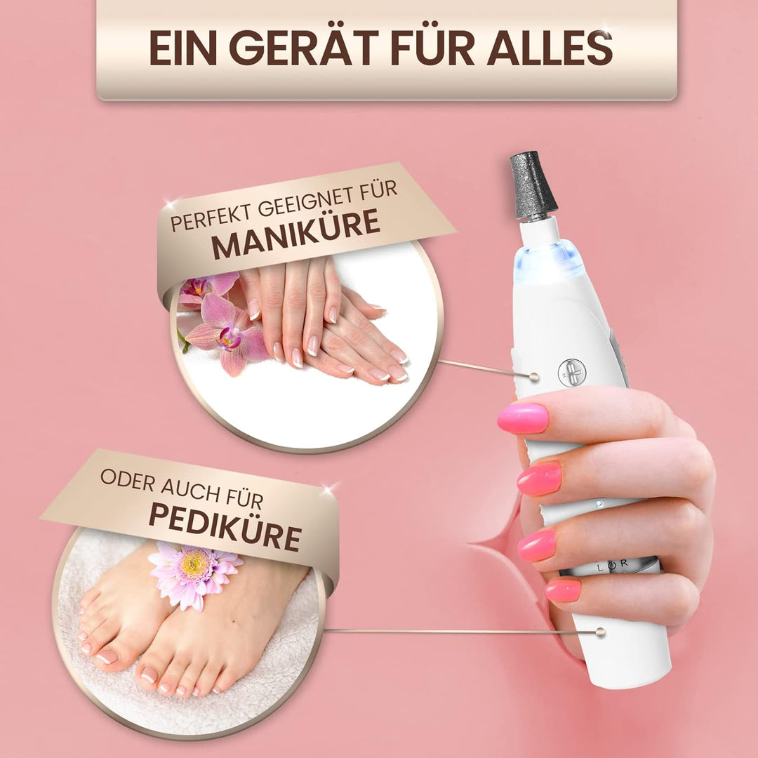 GRUNDIG Maniküre Set elektrisch - Schöne Nägel dank Power LED und 17tlg Saphir Zubehör Pediküre Fuss