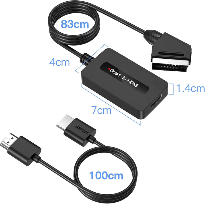 SUNNATCH Scart auf HDMI Konverter mit HDMI und Scart Kabel, Männlich Scart to HDMI Adapter, Scart zu
