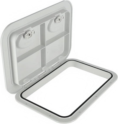 Nuova Rade Inspektionsluke 315 x 440 mm, Inspektionsdeckel Weiss & Grau, wasserdichte Decksluke für