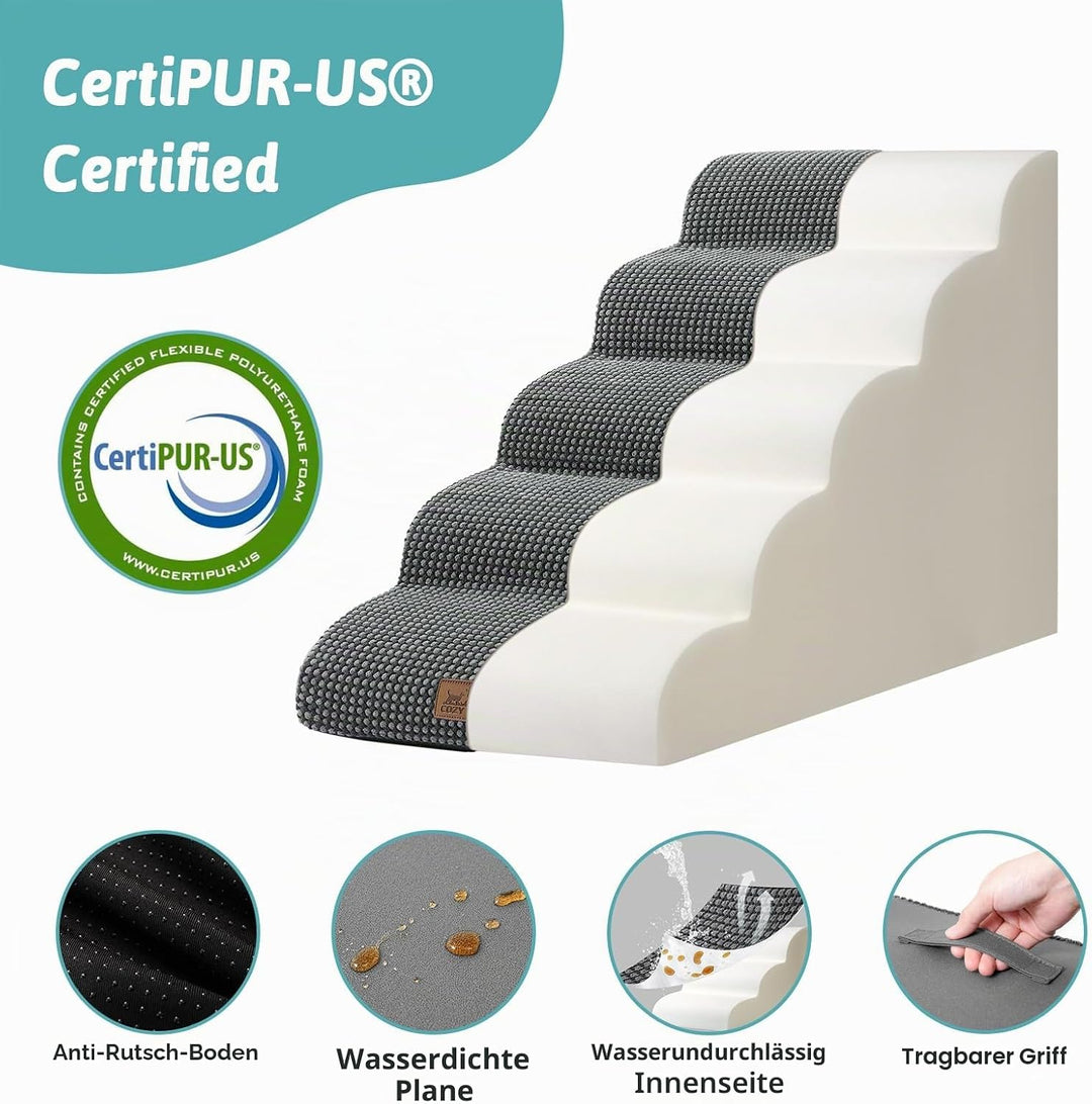 Hundetreppe für Kleine Hunde 57cm, Haustiertreppe für Hochbett aus Hochdichtem Schwamm, Hunde Treppe