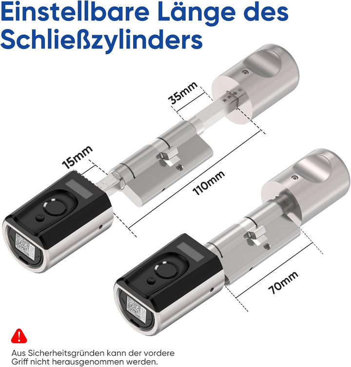 RUILON Türschloss Fingerabdruck,Elektronisches Türschloss mit RFID WiFi Bluetooth,Transponder,Finger