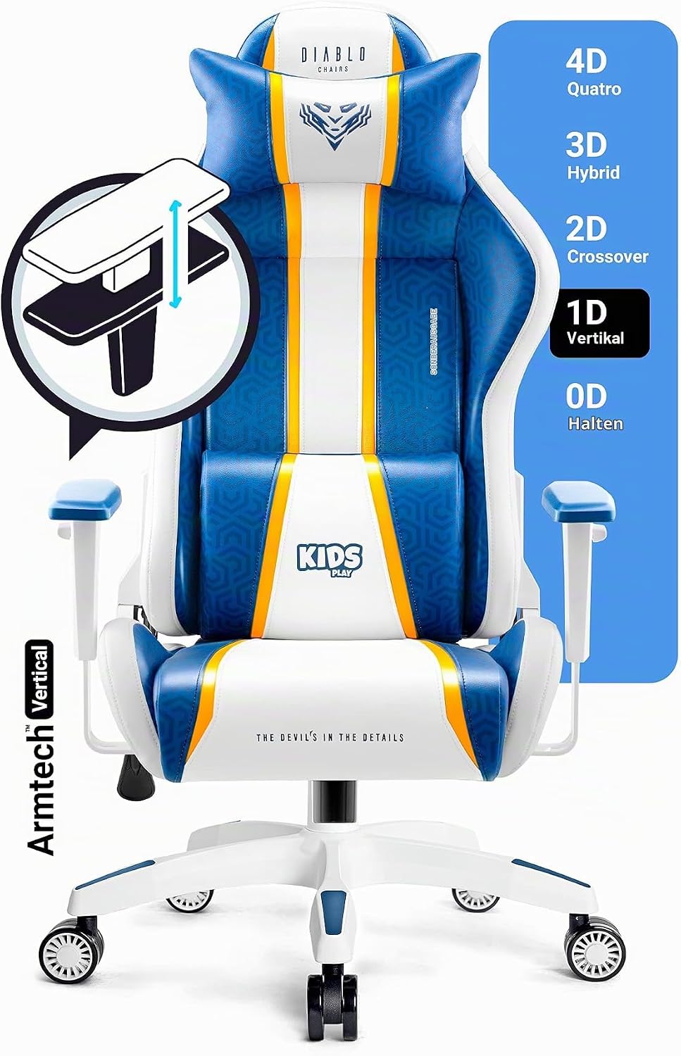 Diablo X-One 2.0 Gaming Stuhl Gamer Chair Bürostuhl Schreibtischstuhl Verstellbare Armlehnen Ergonom