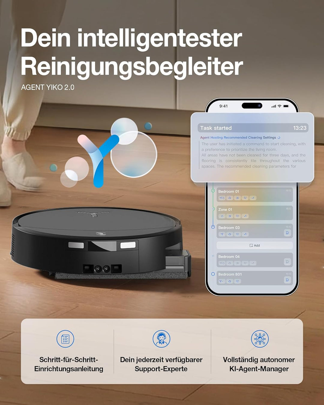 ECOVACS DEEBOT T90 PRO Omni Saugroboter mit Wischfunktion, Roboterstaubsauger 30.000 Pa, Schnelllade