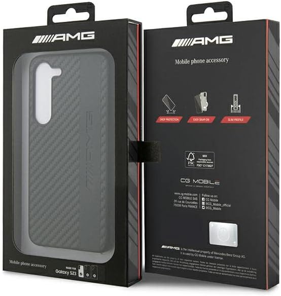 Hülle AMG AMHCS23SBLSCA S23 S911 schwarz hardcase Carbon Stripe&Embossed