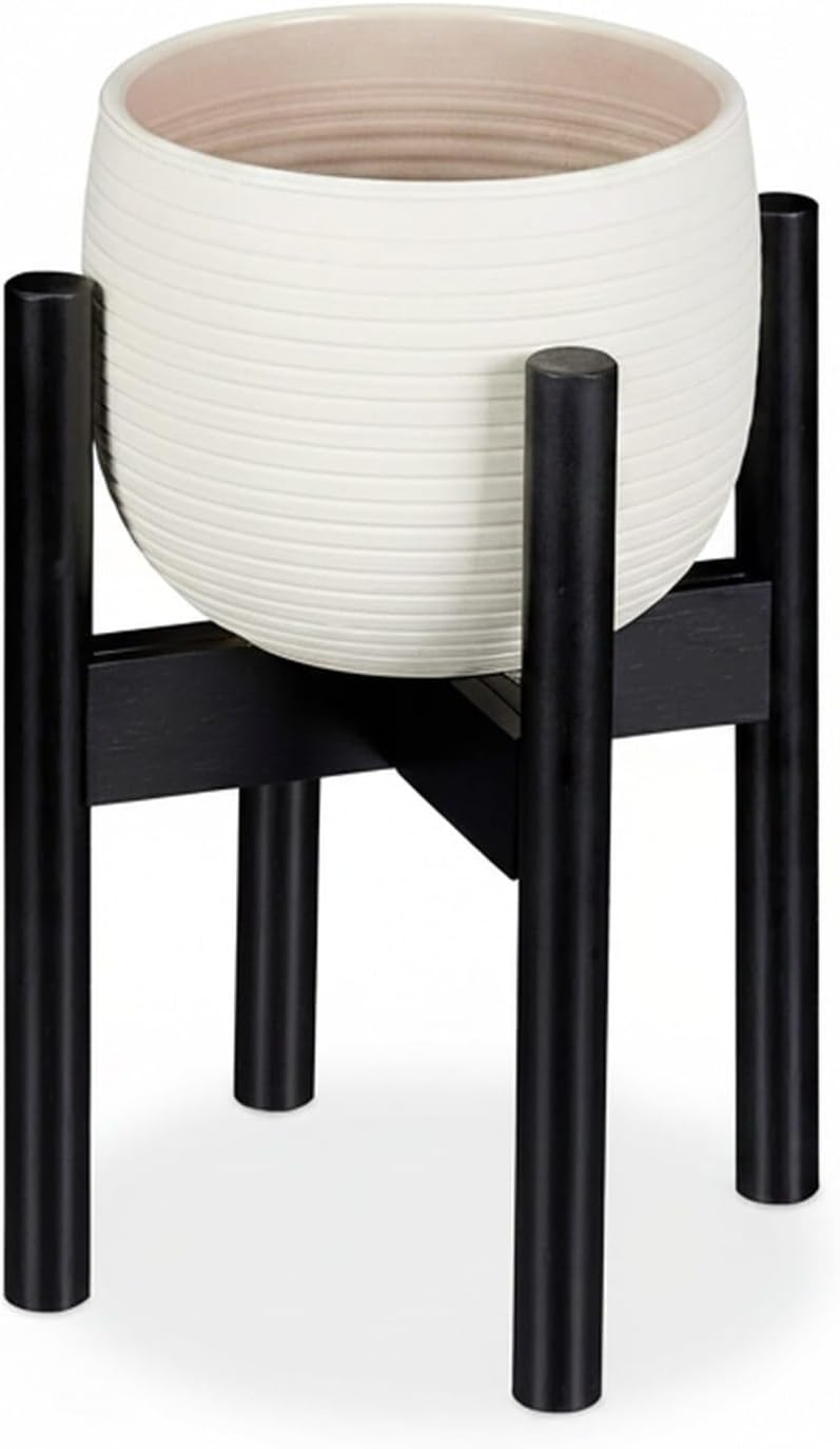 Relaxdays Blumenständer Bambus, individuell verstellbar, für Blumentöpfe bis 32 cm, Pflanzenständer,