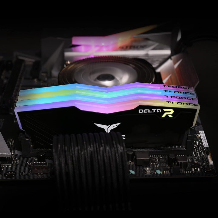 TEAMGROUP Team T-Force Delta RGB DDR4 Gaming Memory, 2 x 8 GB, 3600 MHz, 288 Pin DIMM, Black 16GB (8