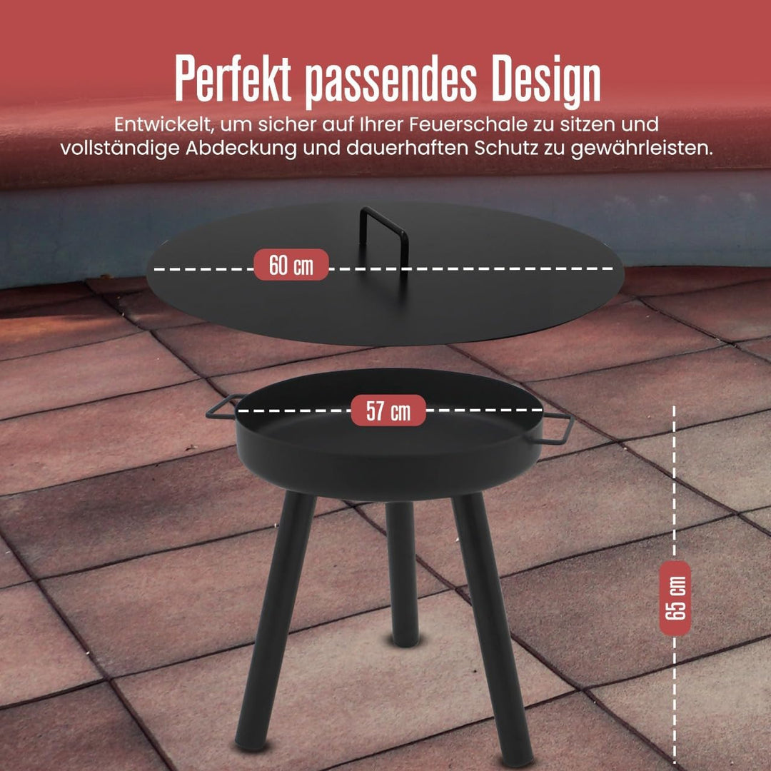 Abdeckung passend für Feuerschale Ø 60 cm, Abdeckung für Feuerstelle für den Garten, Terrasse und Ba