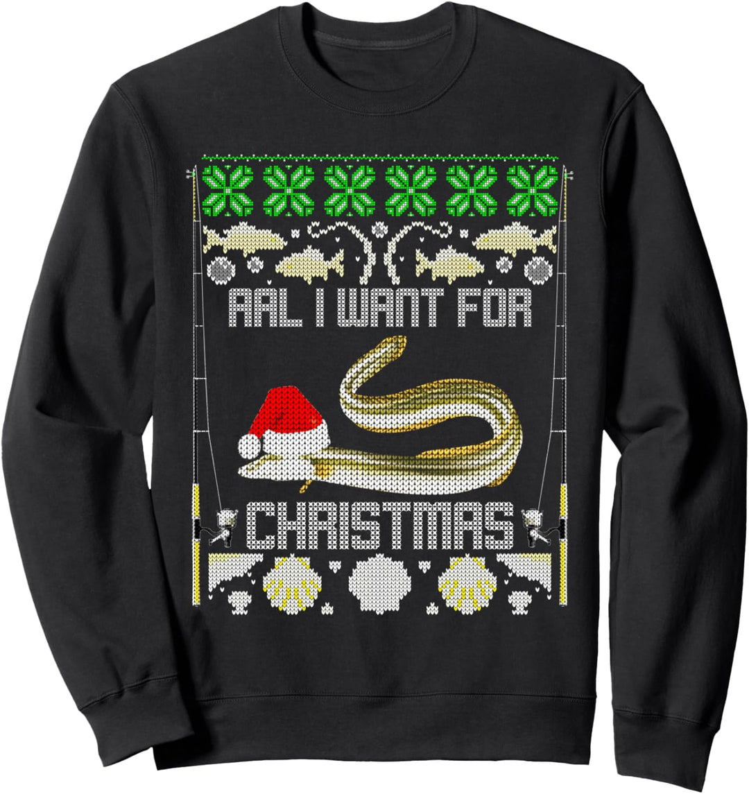 AAL I want for Angeln Fisch Angler Strick Look Advent Herren Sweatshirt