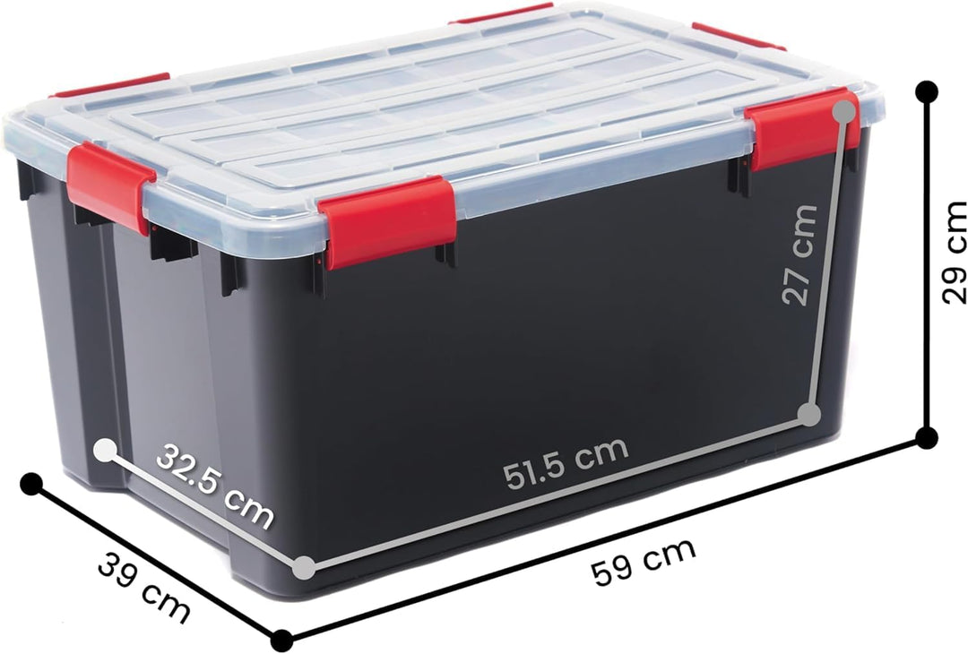 Iris Ohyama, Wasserdichte Aufbewahrungsboxen aus Kunststoff mit 50-Liter-Deckel, 4er-Set, BPA-frei,