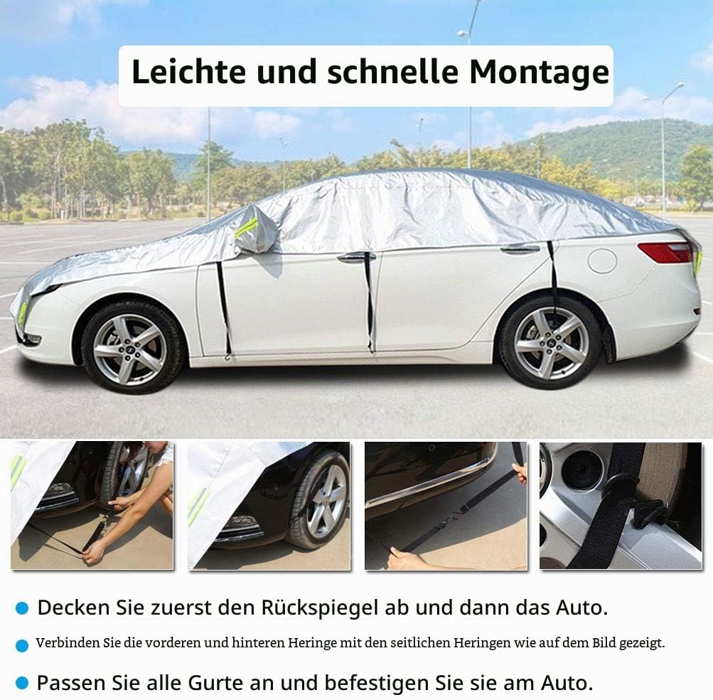 Konnfeir Halbgarage für Auto Windschutzscheibe Abdeckplane Winter Sommer Autoabdeckung wasserdicht A