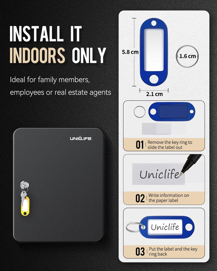 Uniclife 60 Position Schlüssel Kabinett mit Schlüssel Schloss Wand montiert schwarz Sicherheit Stora