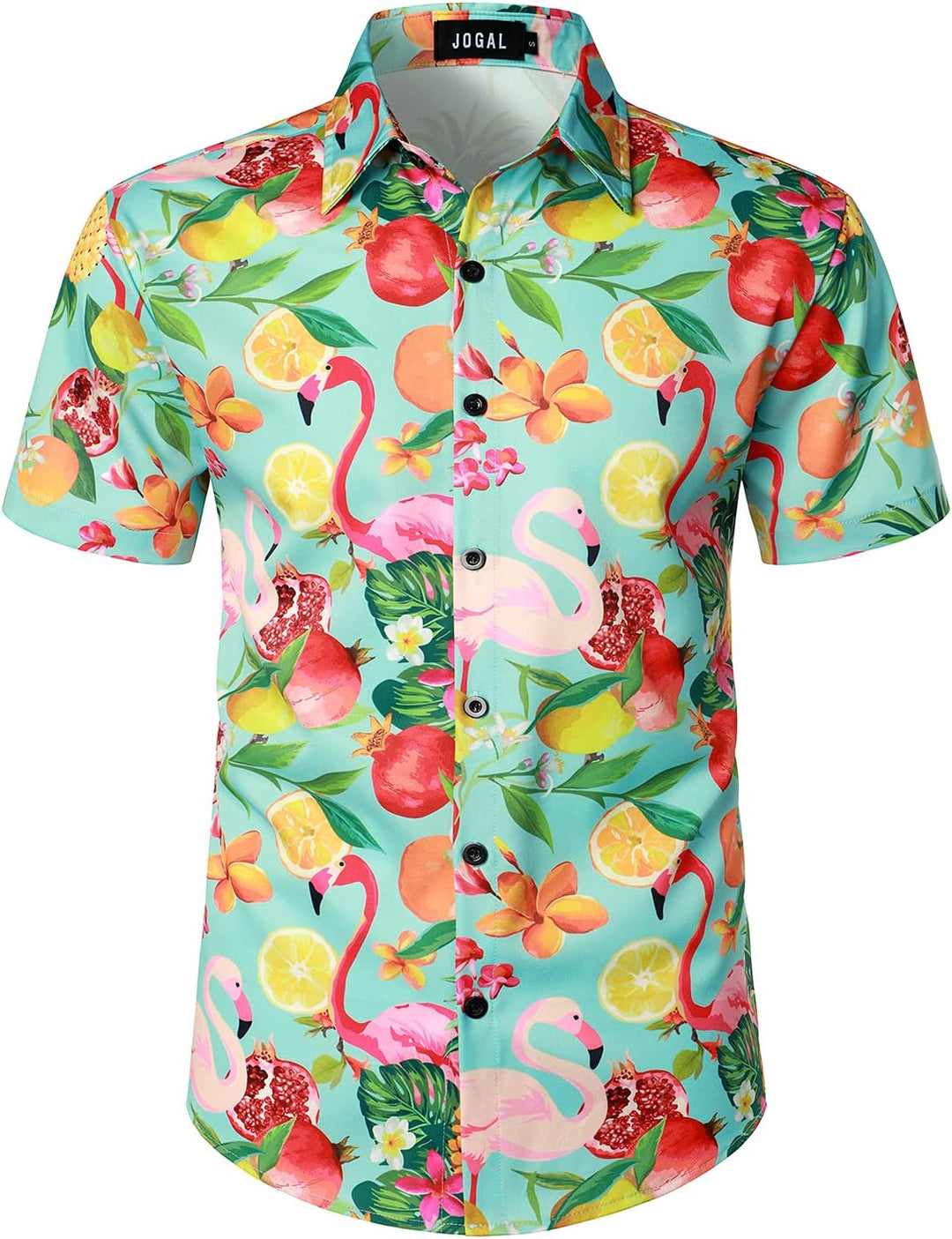 JOGAL Herren Hawaii Hemd Männer Flamingo Kurzarmhemd und Kurze Hose Set Strand Outfit Sommerhemd Für