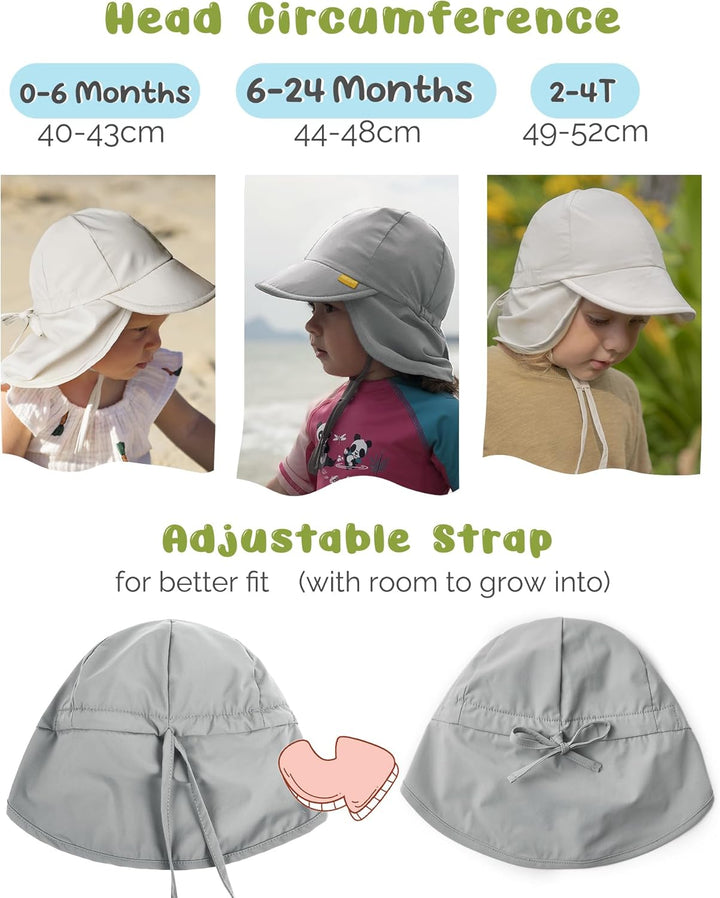 FURTALK Baby Sonnenhut mit Nackenklappe Kleinkind Kinder UPF 50+ Einstellbare Jungen Mädchen UV-Schu
