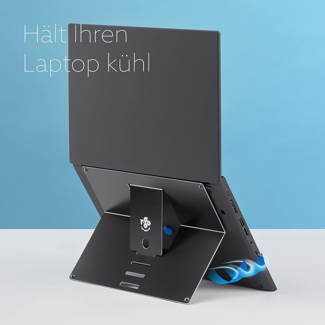 R-Go Tools Supporto Per Laptop R-Go Riser Fissabile, Regolabile, Integrato Con Il Laptop, Alluminio,