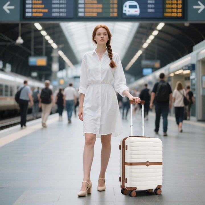 KONO Koffer Reisekoffer Trolley Koffer mittelgross von ABS+PC Hartschalenkoffer mit Zwillingsrollen