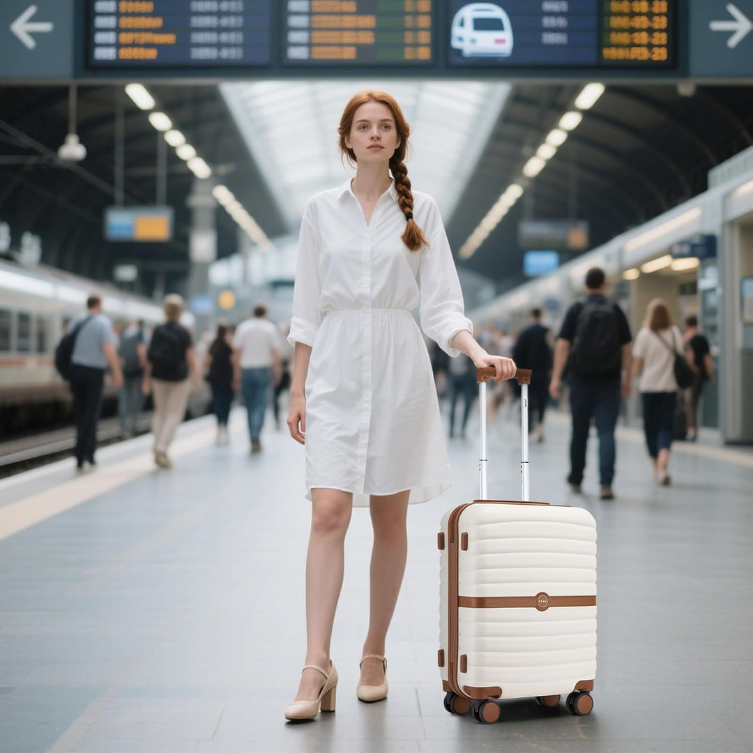 KONO Koffer Reisekoffer Trolley Koffer Gross von ABS+PC Hartschalenkoffer mit Zwillingsrollen und Za