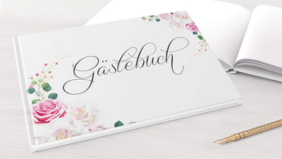 DeinWeddingshop Gästebuch Hochzeit | 104 Seiten | Hardcover DIN-A4 - ohne Fragen blanko | Hochzeitsg