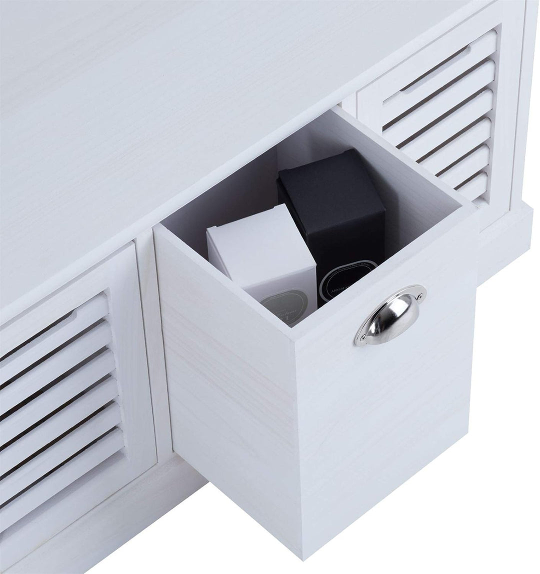 CARO-Möbel Sitzbank TRIENT Garderobenbank Sitztruhe in weiss mit 3 Schubkästen, Vintage Shabby Look